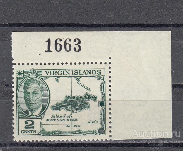 VIRGIN ISLANDS ВИРГИНСКИЕ ОСТРОВА  Георг VI  Карта  № 99 1952  Угол  Сост** MNH