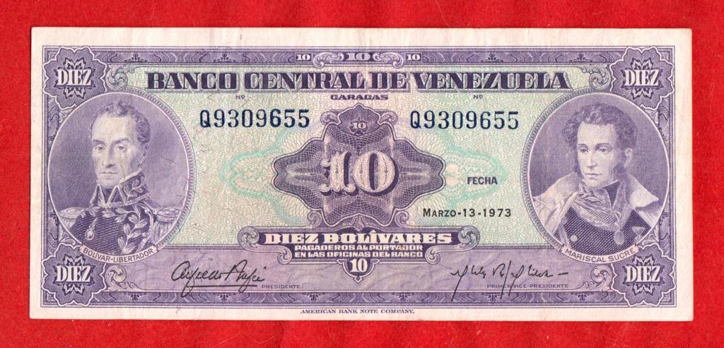 Венесуэла, 10 боливаров, 1973, VF+, Q 9309655, РЕДКИЙ ГОД! RRR