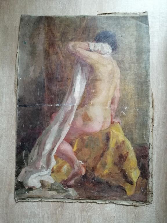 Картина Обнаженная Ню Без подписи Холст масло 94х68 см 1940-1950 гг