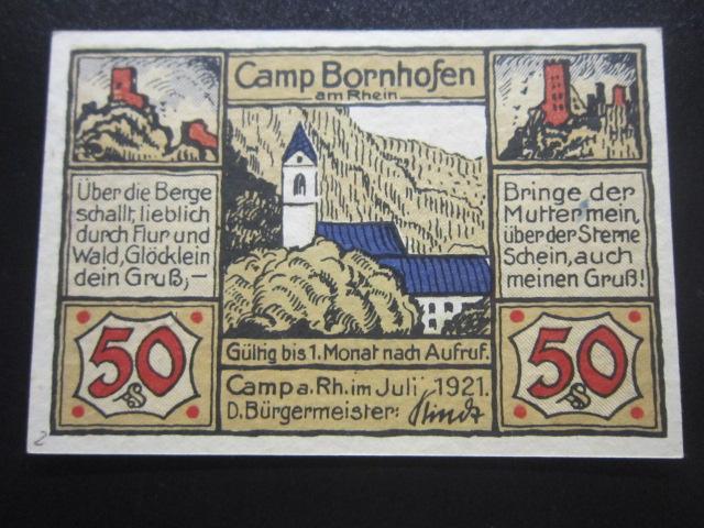ГЕРМАНИЯ НОТГЕЛЬД  50  ПФЕННИГОВ        Camp Bornhofen