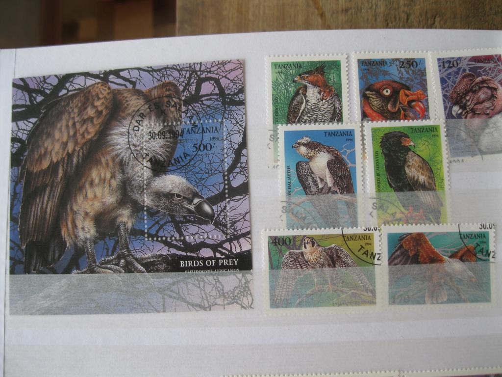 Танзания - Хищные птицы. Полная серия с блоком.