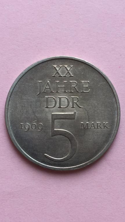 Германия / ГДР 5 марок 1969 образования ГДР / DDR 20 лет unc / aunc
