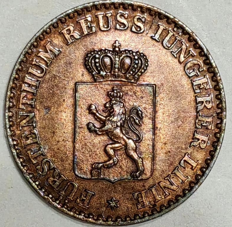 1 ПФЕННИГ. РЕУСС. 1864г.