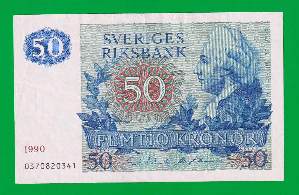 ШВЕЦИЯ  50 крон 1990 - 53d  VF