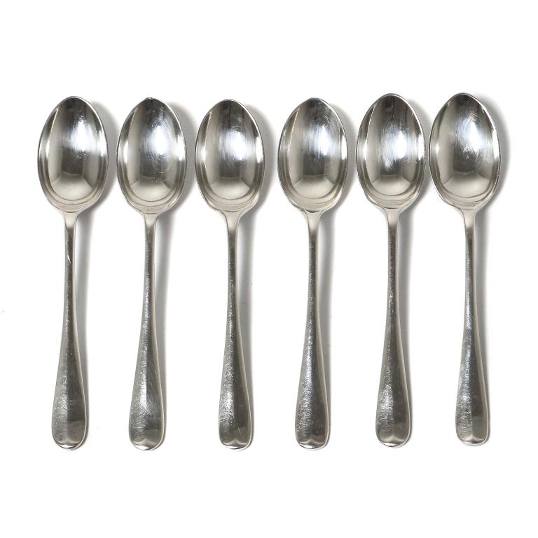 Посеребренные кофейные ложки, 6 шт.  Англия, 1935 год