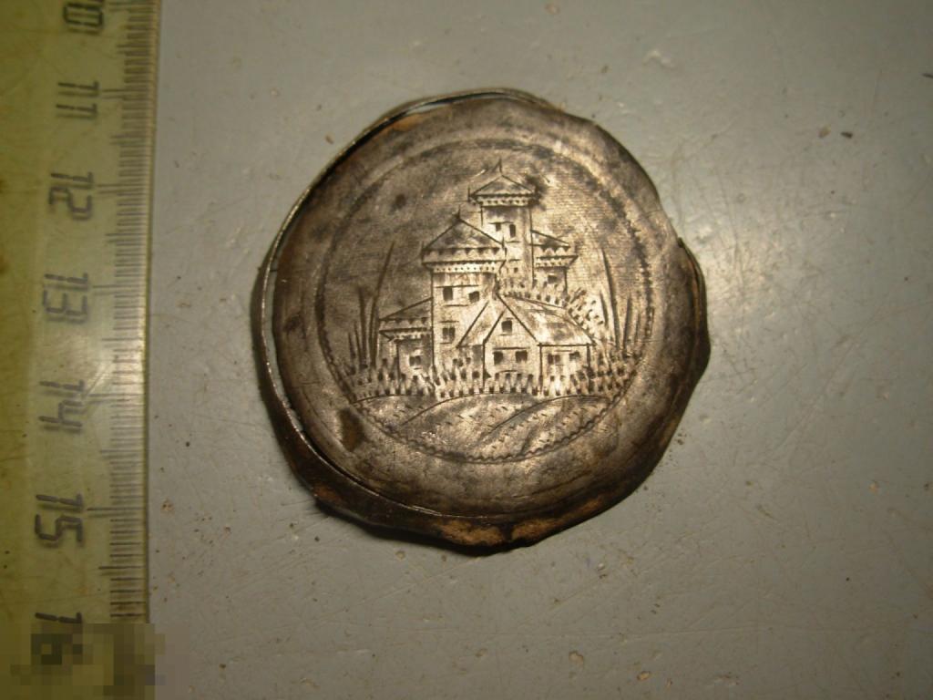 Крышка часов Европа Замок Башня Серебро 18-19 век Оригинал