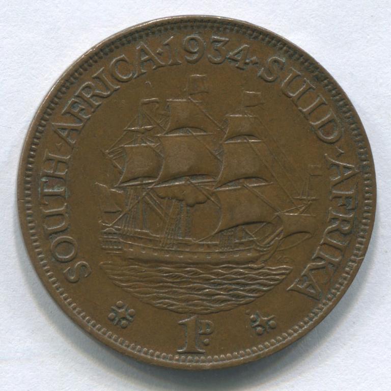 ЮЖНАЯ АФРИКА 1 ПЕННИ 1934  XF