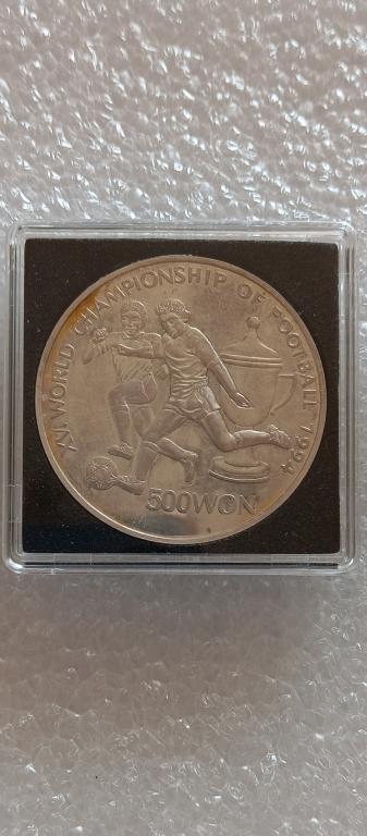 500 вон 1994 футбол чемпионат мира Корея серебро унция  идеальный пруф!