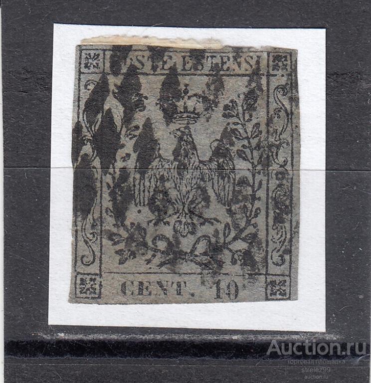 MODENA МОДЕНА ИТАЛИЯ  Газетная 1857 г № 3 Гаш. 250 Евро