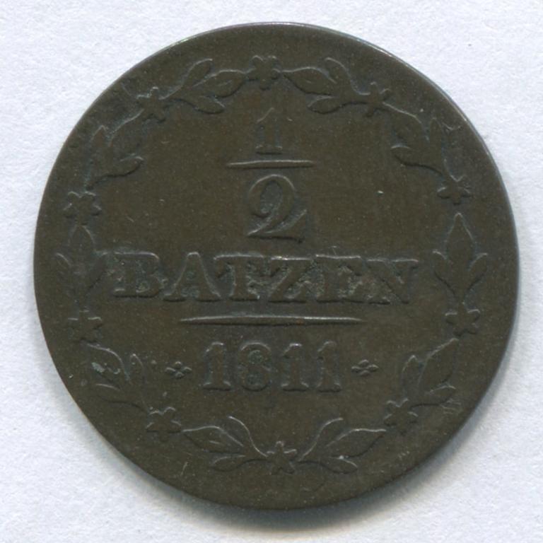 ШВЕЙЦАРИЯ/АРГАУ 1/2 БАТЦЕНА 1811 VF