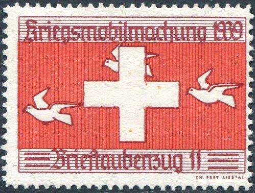 Швейцария 1939 военная почта Служба ПОЧТОВЫХ ГОЛУБЕЙ Подразделение №11 Sulser # 14 флаг * MLH
