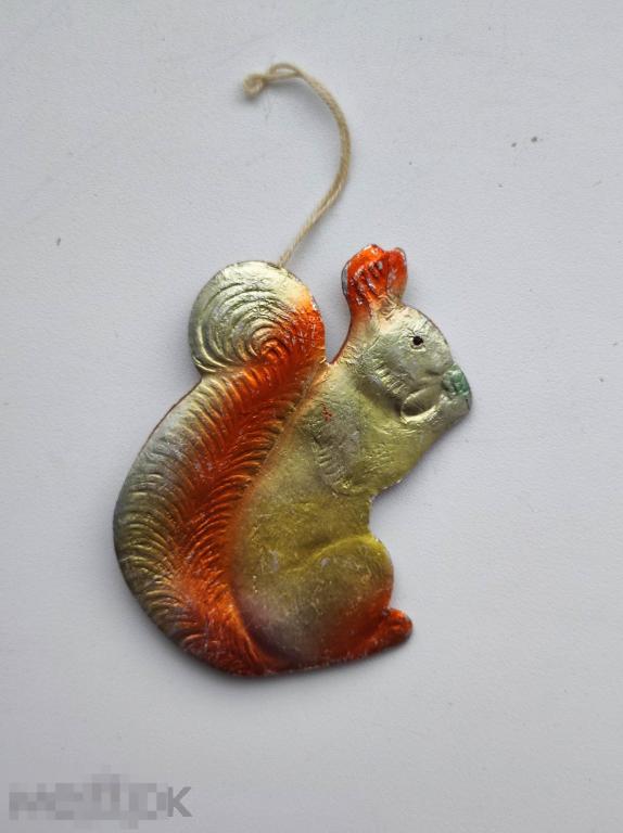 ЁЛОЧНАЯ  Игрушка СССР  белка звери  КАРТОНАЖ  белочка  Ёлку НОВОГОДНЕЕ УКРАШЕНИЕ  картон Советская