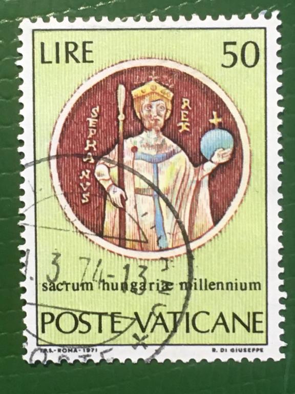 Марка  1000-летие христианства в Венгрии. Ватикан. 1971 г.