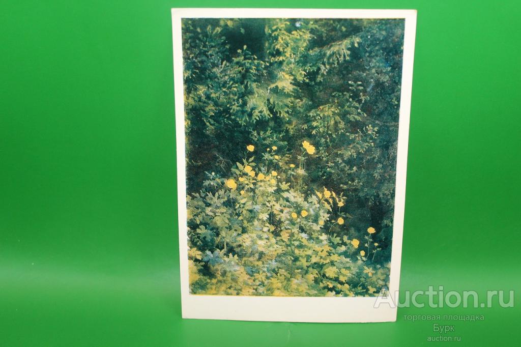 открытка живопись 1979 г. Поленов У опушки леса.Купальницы