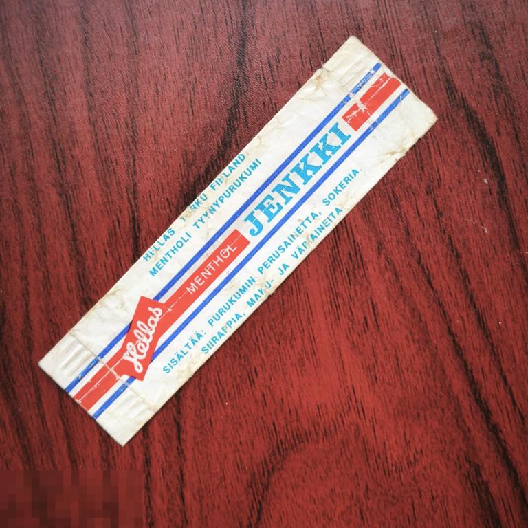 Обёртка  от  жвачки  JENKKI   Hellas Финляндия  MENTHOL  жвачка обертка  этикетка фантик РЕДКАЯ