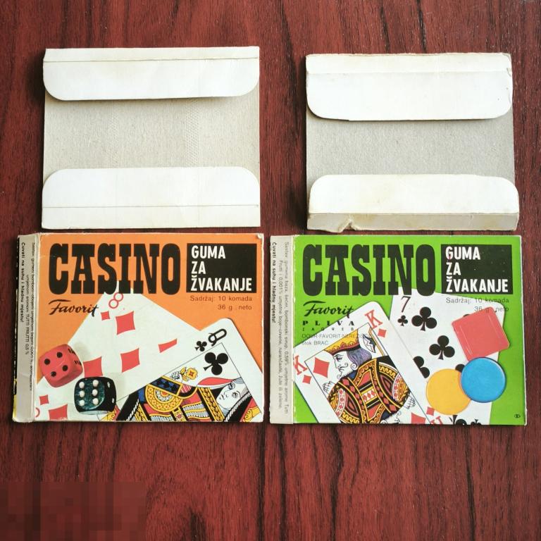 КАРТОННАЯ  КОРОБКА от ЖВАЧКИ  СИГАРЕТ  Обёртка  CASINO  GUMA  Югославия УПАКОВКА фантик пачка