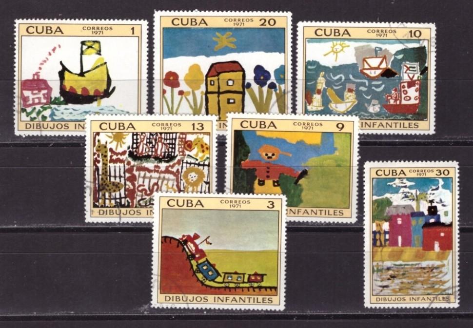 Куба, 1971. Живопись, детские рисунки (гаш.)