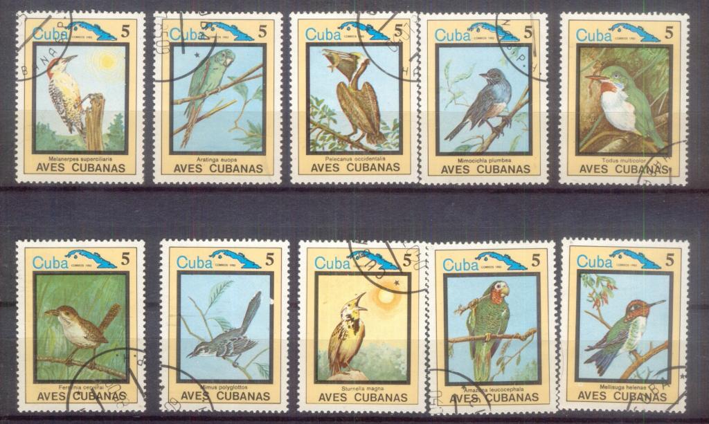 Куба 1983 Mi# 2804 и др..  Птицы Кубы    карта страны  гаш