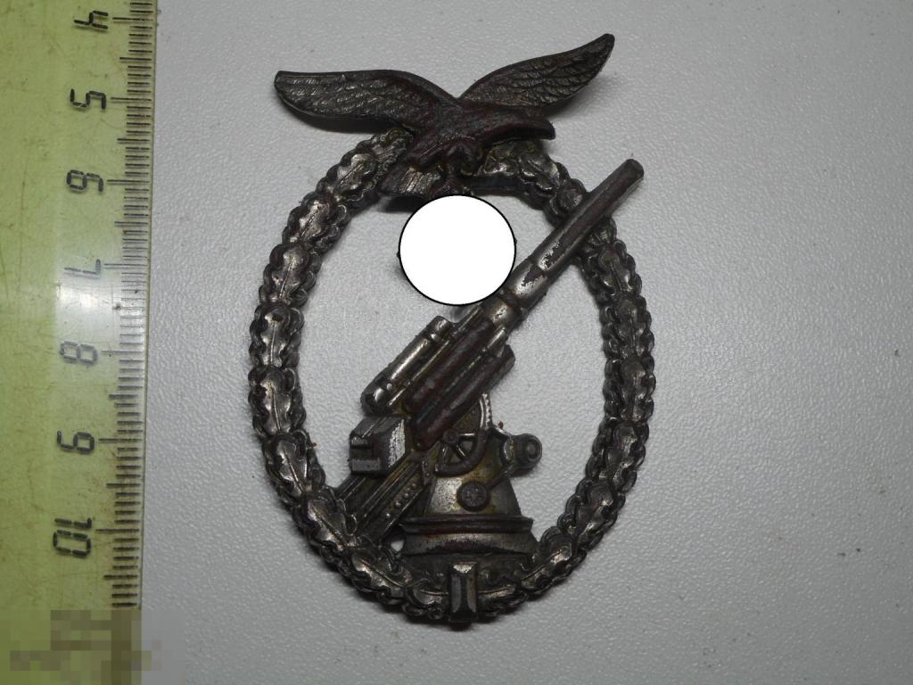 Знак Сухопутная зенитная артиллерия Германия Вермахт Бронза Серебрение Оригинал