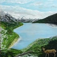 "Оленье озеро", 30х30, акрил, авторская работа