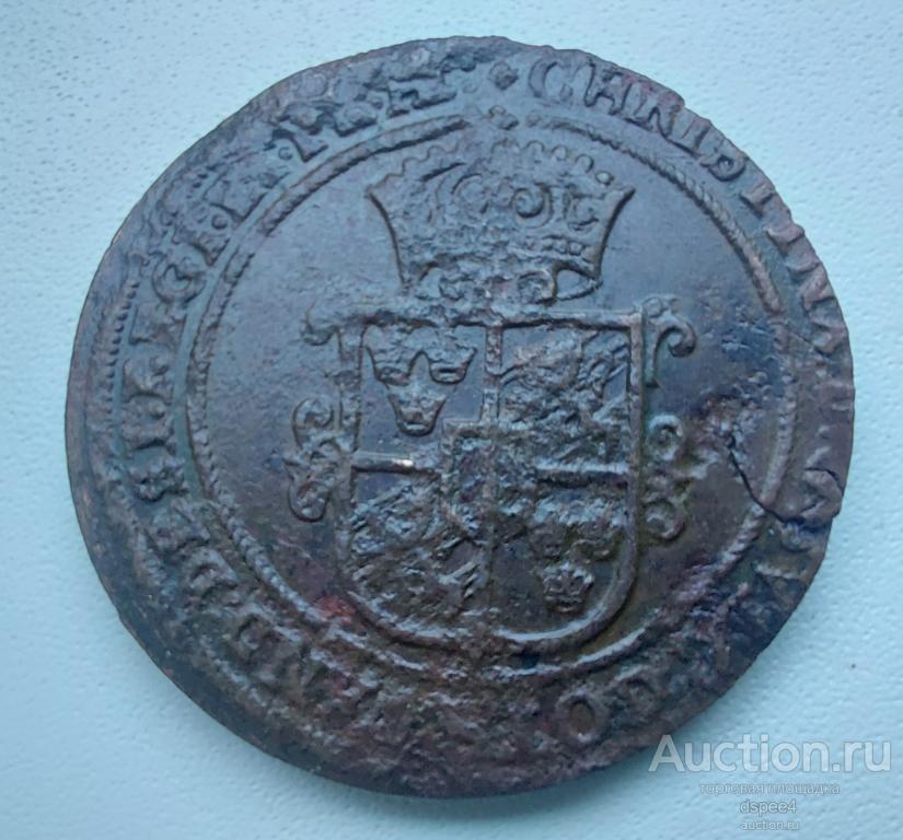 Швеция 1 эре 1638 Королева Кристина , крупная медь 51,8 грамм. RRR