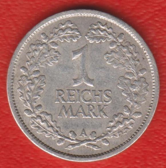 Германия 1 марка 1926 г. A Берлин А рейхсмарка серебро