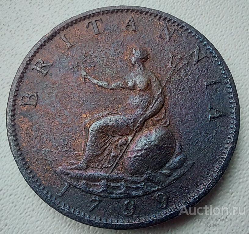 Великобритания 1/2 пенни 1799 Георг III Британия