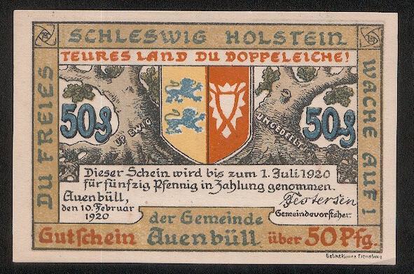 Нотгельд, Auenbull 50 пфеннигов Гр/Мель №52.3a