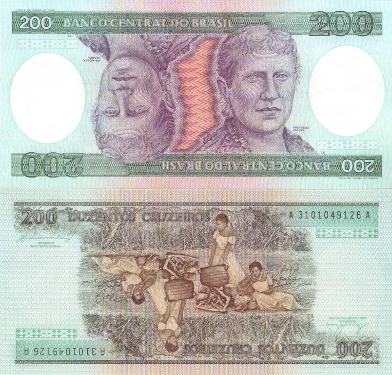 Бразилия 200 крузейро 1981-1984 P199b пресс unc
