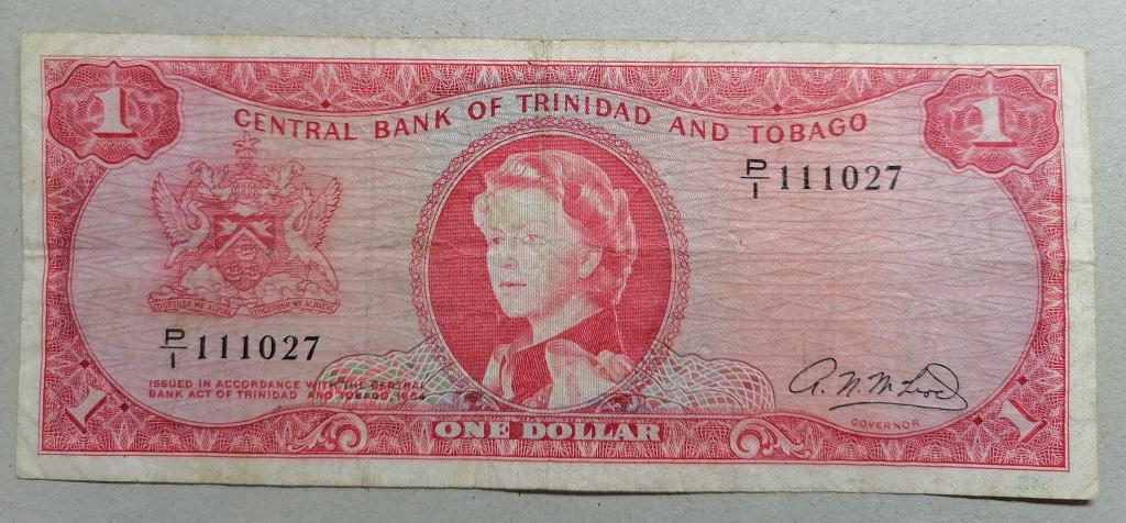 Тринидад и Тобаго 1 доллар 1964 P#26b  Редкая подпись
