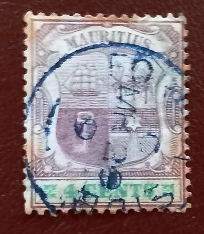 Маврикий Британская Колония 1897 год Герб острова Королева Виктория Гаш+