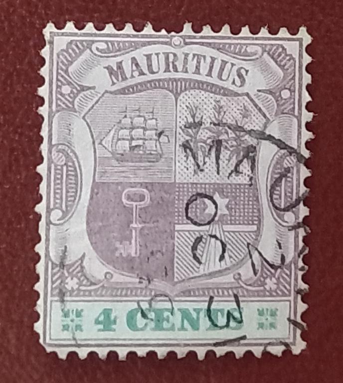 Маврикий Британская Колония 1897 год Герб острова Королева Виктория Гаш+
