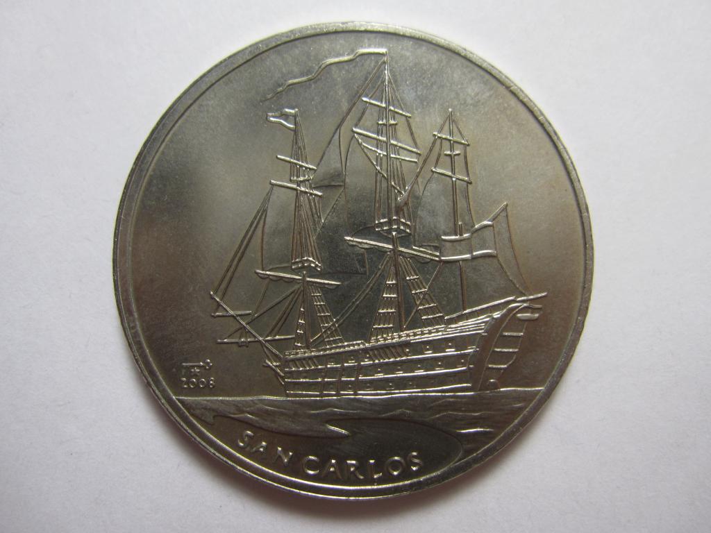 КУБА 1 песо 2008 Корабль Сан Карлос UNC! диаметр 38 мм №2