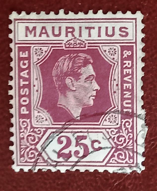 Маврикий Британская Колония 1942 год Стандарт Король Георг VI  Гаш +
