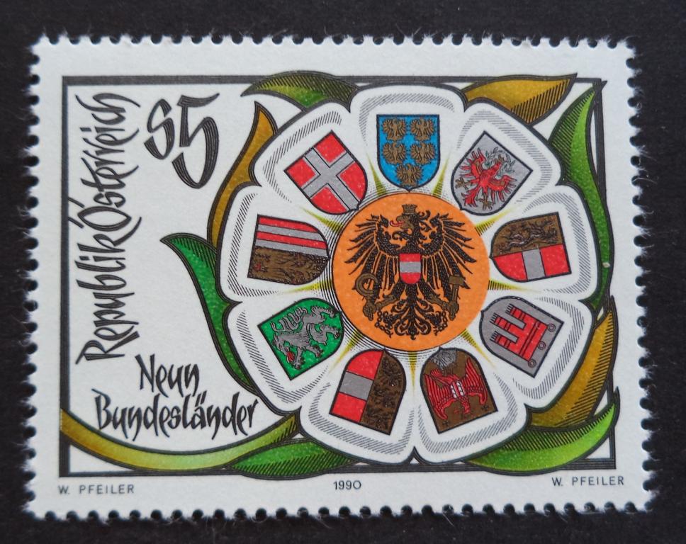 Австрия  1990  г.  Федерализм в Австрии .  Гербы   **   Л.27