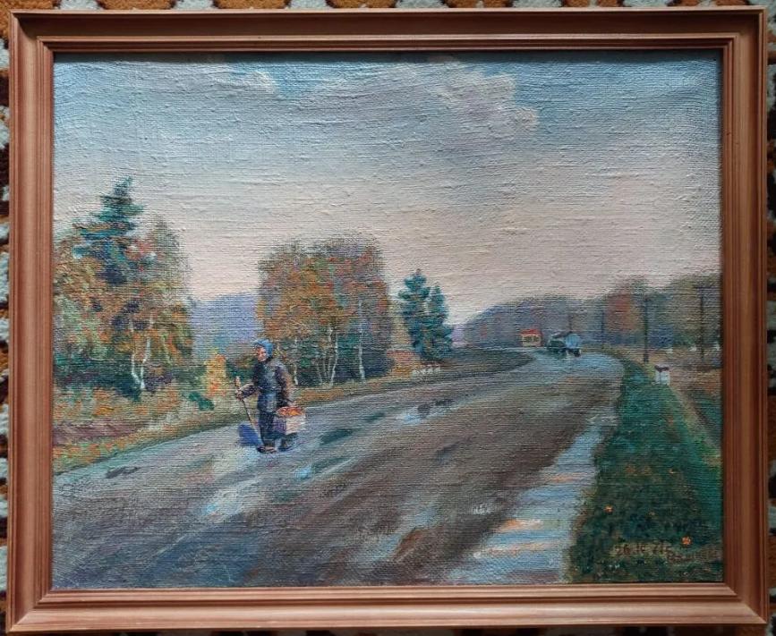 Картина Антикварная масло холст 71 год.