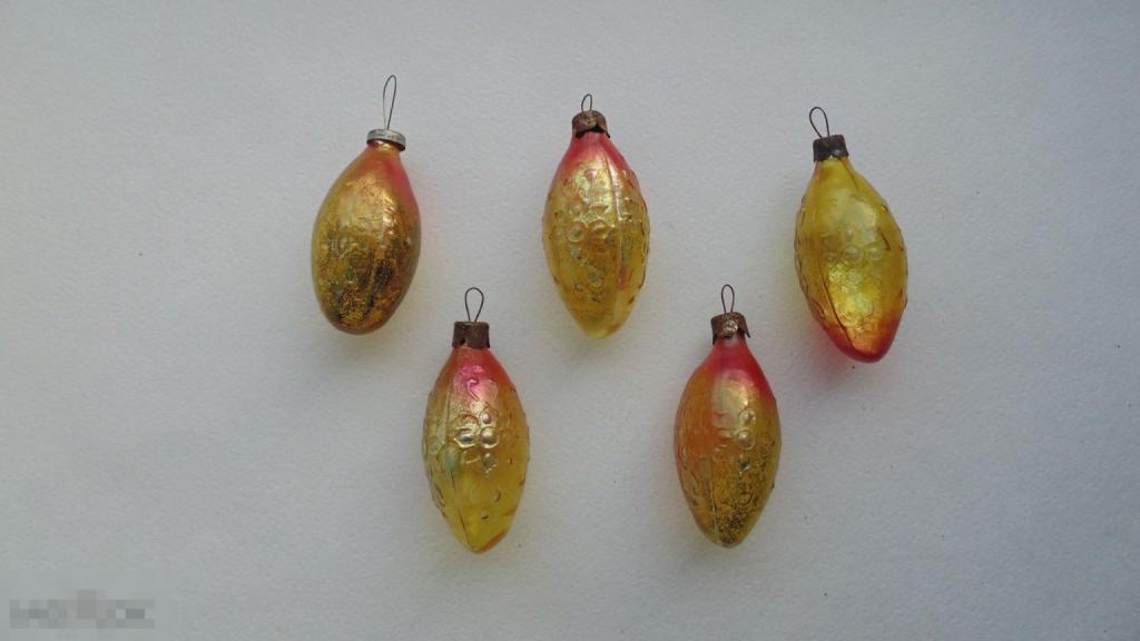 Ёлочные украшения Шишки (красно-желтые, 5 шт.)