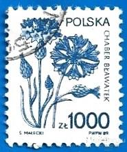 Польша 1989 MiNr 3246. Стандарт. Цветы (1/5) (0.5 €/ 0.25 $) U