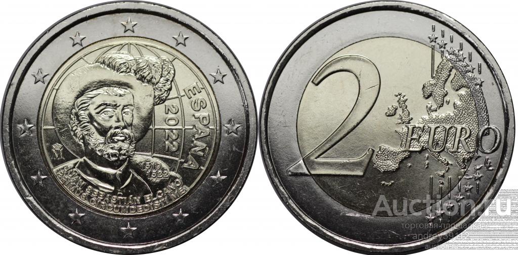 Испания 2 евро 2022 Хуан Себастьян Элькано UNC (арт 2776)