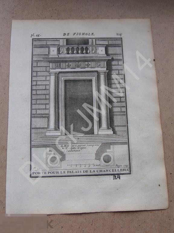 1720 г. Гравюра Архитектура Джакомо да Виньоле  Колонны Балкон Портик