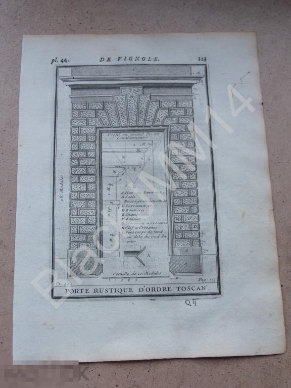 1720 г. Гравюра Архитектура Джакомо да Виньоле  Тосканский ордер Портик