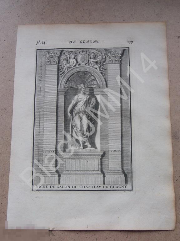 1720 г. Гравюра Архитектура Джакомо да Виньоле  Ниша  Колонна Статуя Шато Каньи Версаль