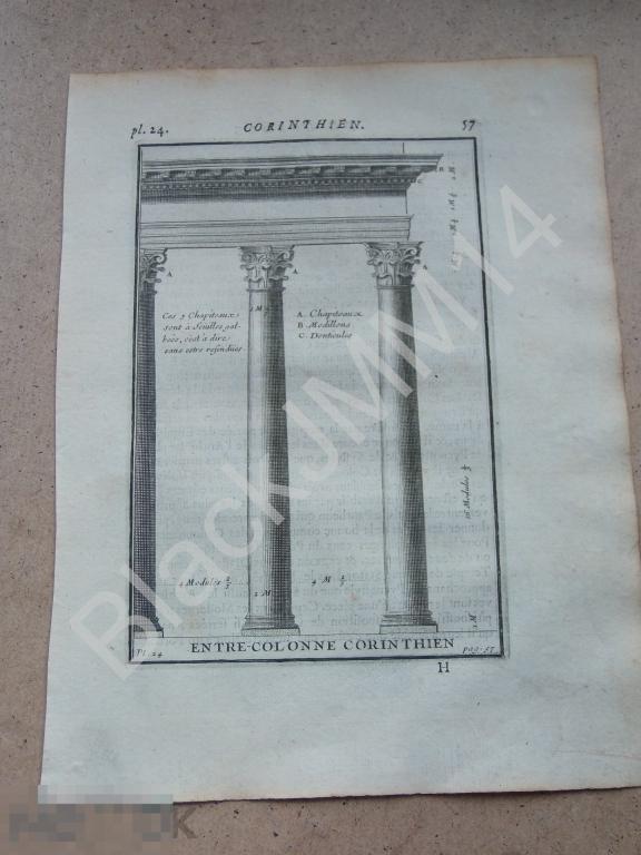 1720 г. Гравюра Архитектура Джакомо да Виньоле  Коринфский ордер Колонны