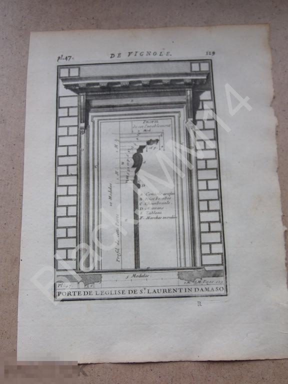 1720 г. Гравюра Архитектура Джакомо да Виньоле  Портик Вход Колонна
