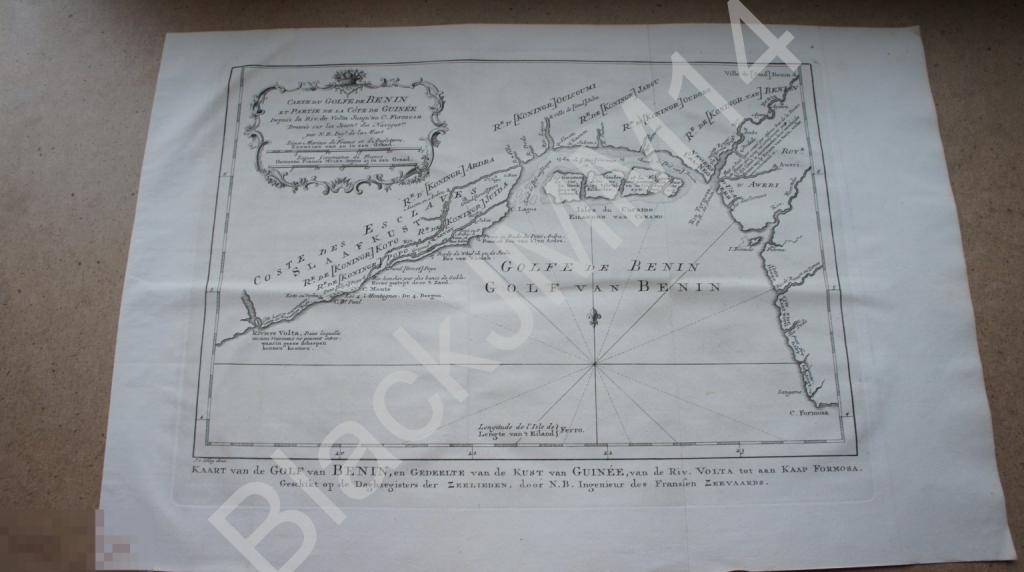 1748 г. Гравюра на меди Всеобщая история Африка Карта Залив Венин Гвинея