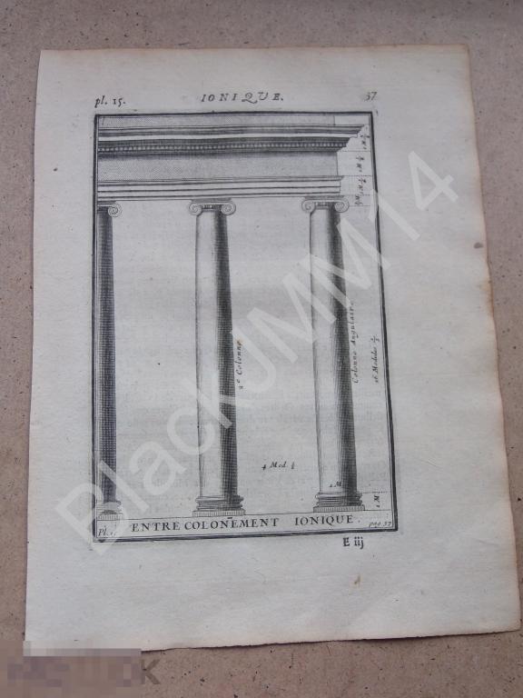 1720 г. Гравюра Архитектура Джакомо да Виньоле  Колонны Ионический ордер