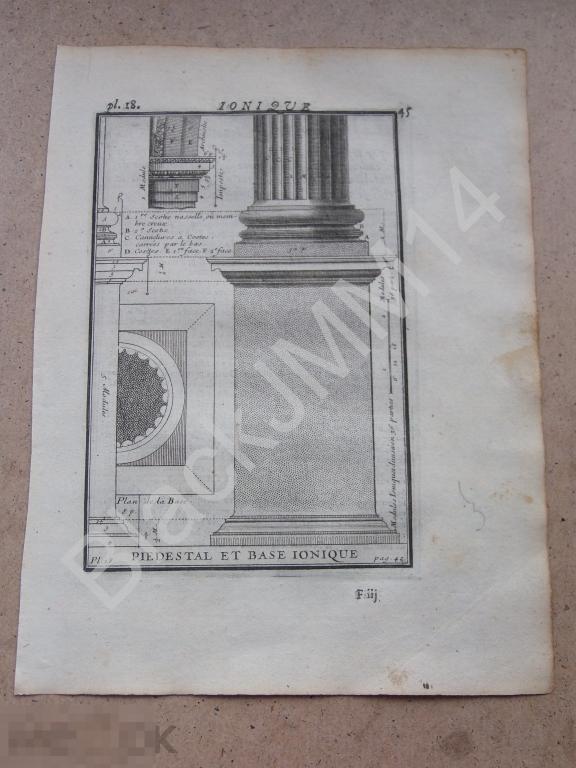 1720 г. Гравюра Архитектура Джакомо да Виньоле  Колонны Ионический ордер