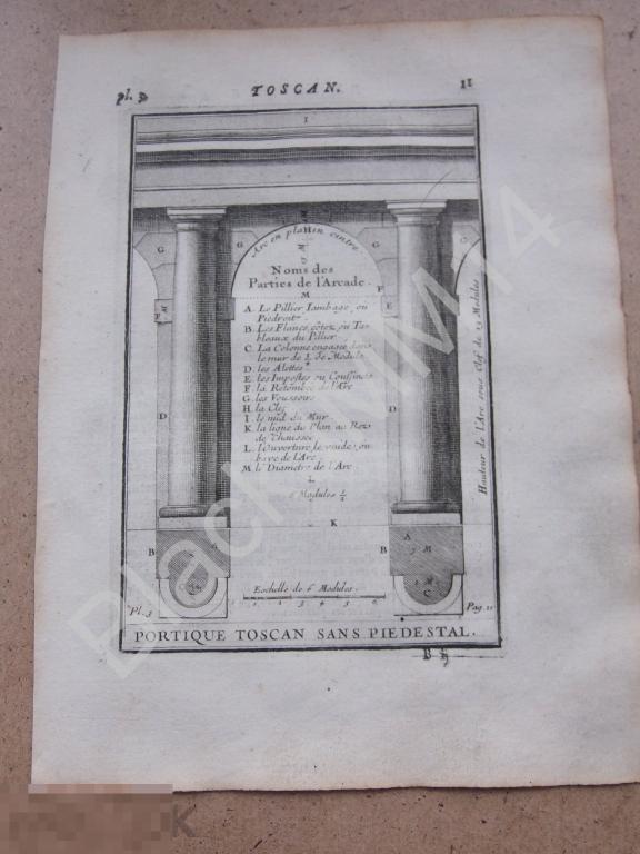 1720 г. Гравюра Архитектура Джакомо да Виньоле Портик Колонны Тоскана