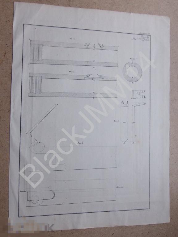 1857 Литография Лекала для поверки врезки прицелов к гладкоствольным ружьям