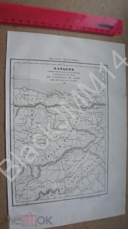 1838 г. Карта История французской армии Испания Мадрид Бильбао